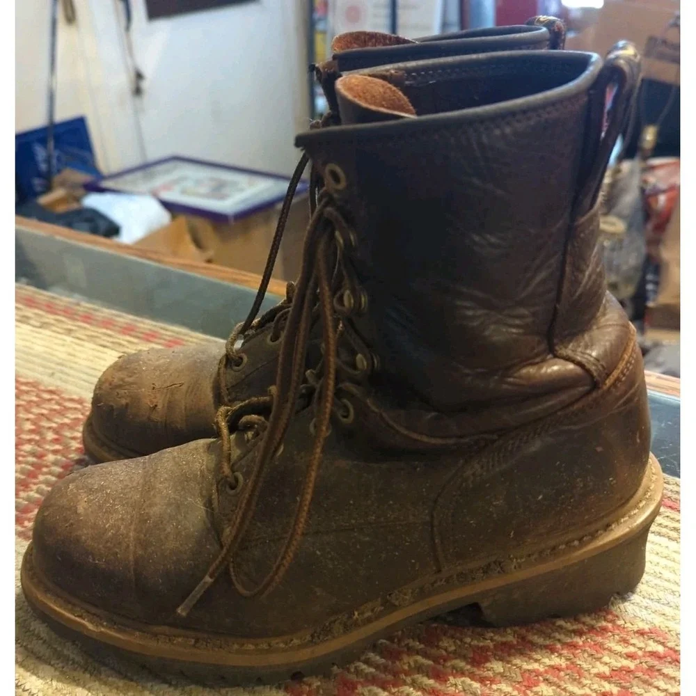 Carolina Work‎ Boots Mens 8 D Brown Waterproof Leather Hard Toe Lace-Up Vintage